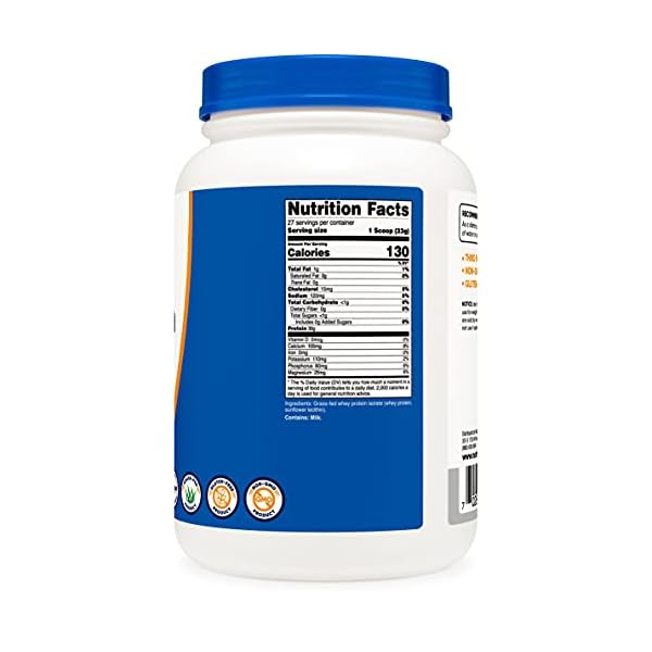 Nutricost Grass-Fed Whey Protein Isolate (Unflavored) 2LBS - Non-GMO, Gluten Free, Pure Protein - Image 5