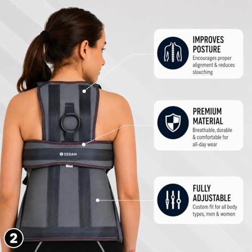 Image of ZEDAN Taylor Brace Dorso Lumbar Spinal Brace | Adjustable Back & Shoulder Support Belt | Unisex Spine Alignment & Posture Support | for Men & Women
