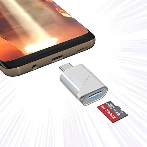 USB C Micro SD Card Reader, OTG Type C Card Reader for Micro SD/TF, Micro SDHC, Micro SDXC Supports Capacity up to 256GB, USB C Memory Card Reader for Windows, M ac OS X and Andriod, Plug and Play