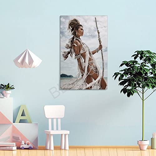 Bludug American Indian Girl Wall Decor Posters Native American Poster Indian Girl Poster Canvas Painting Posters And Prints Wall Art Pictures For Living Room Bedroom Decor 20X30Inch(50X75Cm) #TOP3