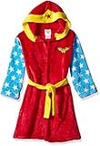 Wonder Woman Girls' Big WW Hooded Robe, red, Small
