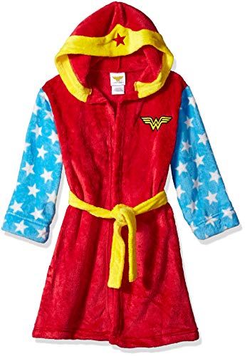 Wonder Woman Girls' Big WW Hooded Robe, red, Small