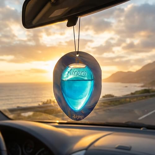 Image of Airpro Essentials Aqua Drift Hanging Gel Car Air Freshener | Leak-Proof Gel Based Car Perfume | Long Lasting 30 Days | Cool Marine Fragrance for Car Interior | Hanging Car Perfume (11.3g)