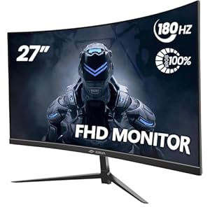 CRUA 27“ 180Hz Curved Gaming Monitor-27 Zoll FHD Curved Computer Screen,Krümmung 1500R,VA-Panel,180Hz, Gaming Display, Augenpflege,Neigungsverstellung, HDMI,DP Schwarz