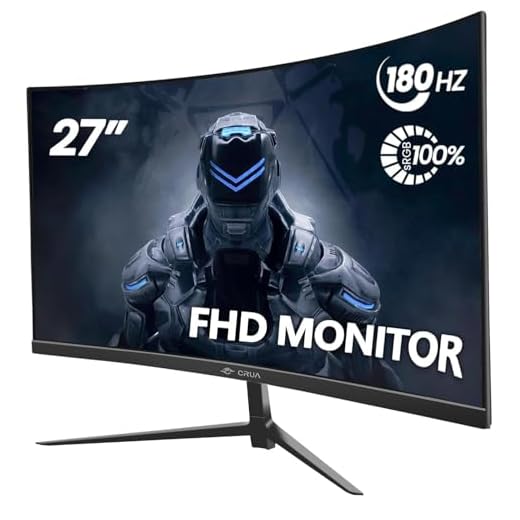 CRUA 27'' 180Hz Curved Gaming Monitor-27 Zoll FHD Curved Computer Screen,Krümmung 1500R,VA-Panel,180Hz, Gaming Display, Augenpflege,Neigungsverstellung, HDMI,DP Schwarz