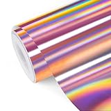 TECKWRAP Glossy Rainbow Holographic Rose Gold Chrome Vinyl 1ftx5ft