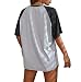 Remidoo Womens Short Sleeve Oversized T Shirt Color Block Crew Neck Casual Tee Tops Grey Medium