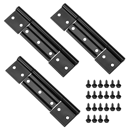 3Pack Black Screen Door Hinges Aluminum Matte Black Residential Storm Door Hinge 1/8 in Grooved Center fits for Most Screen Doors