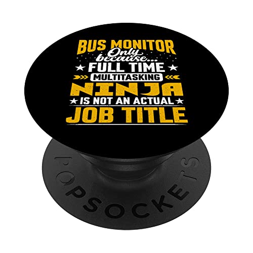Bus Monitor Job Title - Funny Bus Attendant Assistant PopSockets PopGrip Intercambiable