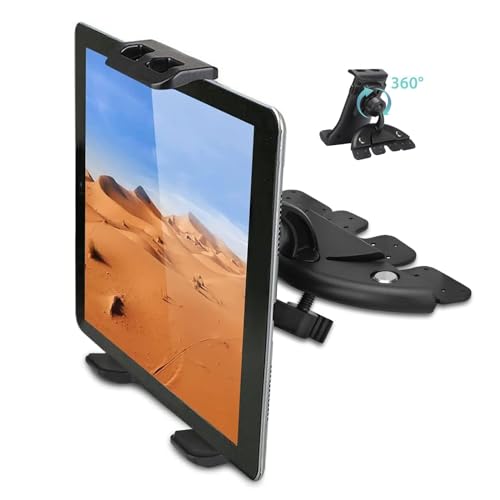 2 in 1 CD Slot Tablet Car Mount, Universal CD Player Car Phone Mount, Compatible with Samsung Galaxy iPad Mini iPad Air iPad Pro iPhone Xs Max XR GPS iPhone 12 11 Pro Max(4"-10.5" Tablets & Cellphone)