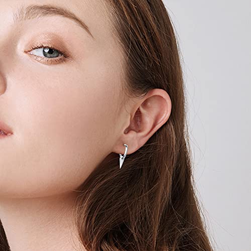 Spike Earrings 925 Sterling Silver Sword Cross Huggie Hoop Earrings Small Dagger Dangle Drop Hoop Earrings Hypoallergenic Earrings For Women Men (Silver) #TOP2