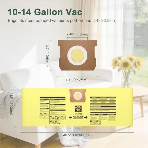 Image of 12 Pack 10-14 Gallon Vacuum Bags For Shop Vac Bags