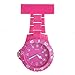 Produktbild Ellemka - Schwestern | Herren Damen Unisex | FOB Ansteckuhr | Analoge Uhranzeige | Digitales Quartz Uhrwerk | NS-2102 Plastik ABS Pin Band | Monocolor Duplex - Magenta Fuchsia