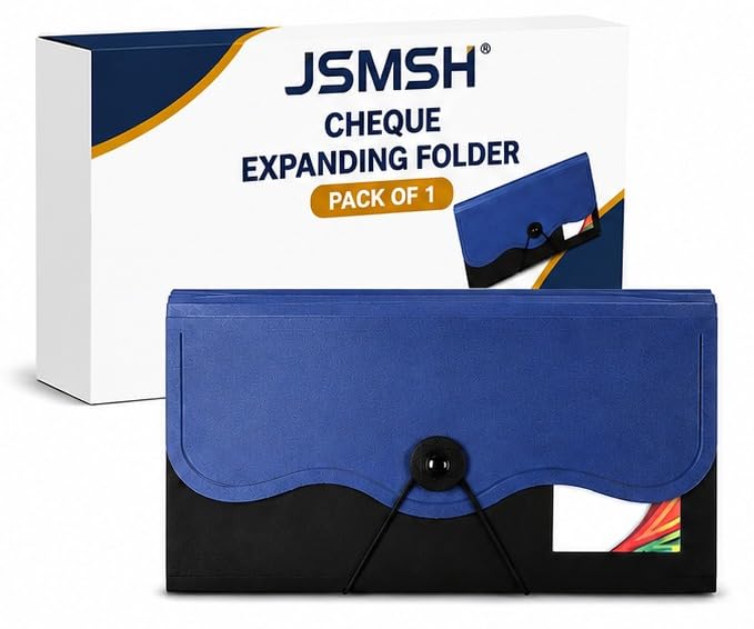 Image of Expanding Cheque Book Holder Case, 12 Pocket Multi Passbook Holder /Bill Folder /Passport /Memo Cards /Cash Storage Pouch Organizer with Elastic Swing (Color May Very) (Pack of 1)