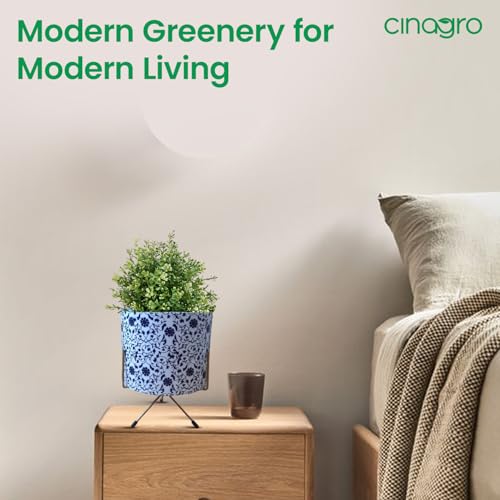 Image of CINAGRO Metal Flower Vase Planter Pot with Iron Stand, Pots for Plants, Plant Pots for Home Decoration, Succulent Pot, Indoor Planter Garden Decor Style: Oceanic Oasis