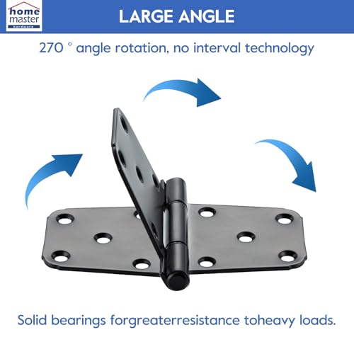 Image of 6 Inch T-Strap Gate Hinges, Heavy Duty Gate Hinges, Shed Door Hinges for Outdoor Barns Gate, Wooden Fences, with Screws, 4 Pack-Black
