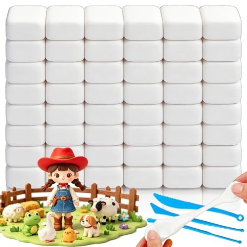 50 Pack White Air Dry Foam Clay 1.12lb Soft Molding Lightweight Clays with 3 Pcs Sculpting Tools for Kids Adults Crafting Cosplay Artistic Projects