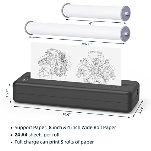 HPRT Wireless Portable Printer - Bluetooth Thermal Printer for Travel, Mobile Office, School, Home Compatible with iOS Android