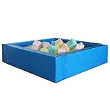 Ventadecolchones - Piscina de cubos de espuma 200 x 200 cm - Loneta PVC Azul - 150 Unidades