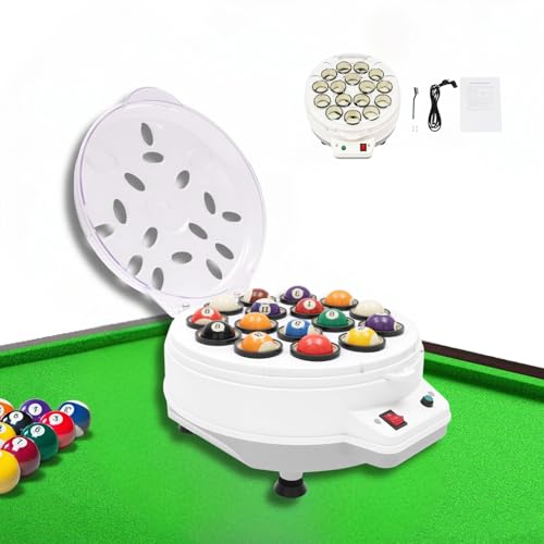 Fenjidrop Pool Ball Cleaner Machine, 110V Upgraded Billiard Ball Cleaner, Automatic BallCleaner Electric Pool Ball Polisher for 16 Billiard and Snooker Balls (16 Balls)