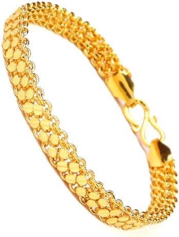 Cute Gold Bracelets for Men and Boys - Chain Bracelet Birthday Gift for Husband (8-Inch)(BRC-B004)