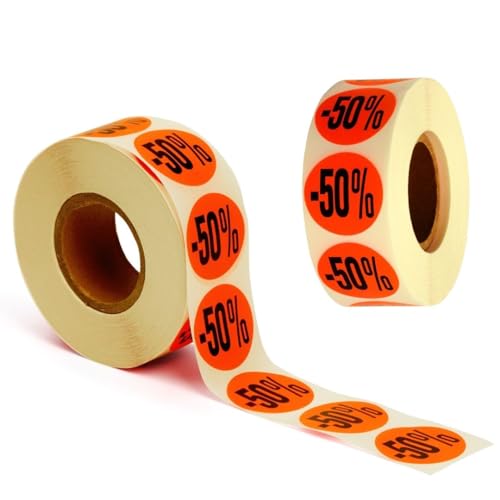 Autocollants de rabais ronds -50% POKORNYS pastilles adhésives permanentes pour signalétique