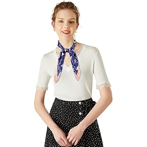 Persmileful Women Satin Head Scarf Silk Feeling Hair Scarf, Neck Bag Handbags Scarves, Pleated Rhombus Cover