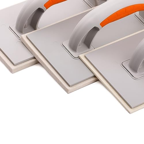 Mivos Reibebrett Kunststoff mit Filz-Belag 4 mm - 280 x 140 - Filzbrett für Putz mit Zweikomponenten-Griff - Putzbrett mit Filz-Auflage 4 mm für Stuckateur und Maurer - Made in EU