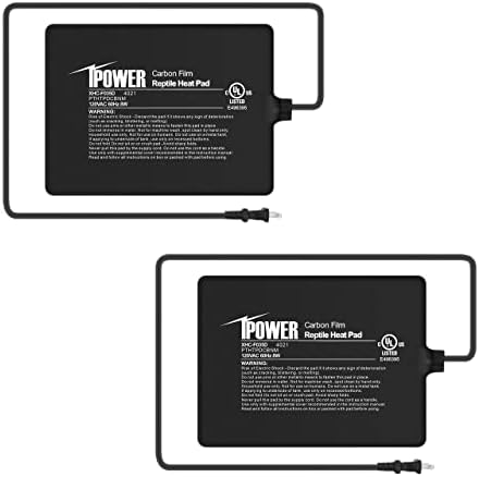 iPower Reptile Heating Pad 6"X8" 8W Under Tank Heater, 10-20 Gallon Terrarium Heat Mat for Amphibian, Plant Box or Other Small Animals, 2 Pack