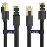 DiamondTiger Cat 8 Ethernet Cable 3ft, High Speed 40Gbps 2000MHz Nylon Braided Network Cord, Shielded Solid RJ45 LAN Cable Heavy Duty for Gaming PC, PS5, Xbox, Modem, Router (3FT/2Pack)