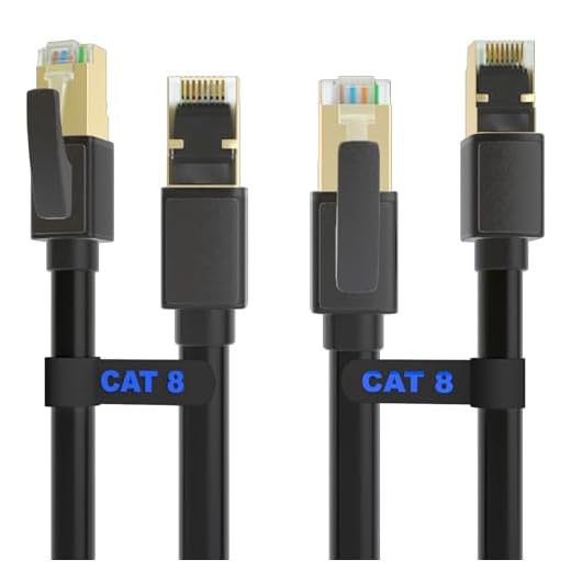 DiamondTiger Cat 8 Ethernet Cable, 2Packs High Speed 40Gbps 2000Mhz Network Cord RJ45 Shielded Indoor Heavy Duty LAN Cables Compatible for Gaming PC PS5 Xbox Modem Router(6FT/2M)