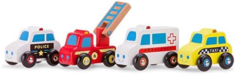 New Classic Toys 11933 3 Wooden Vehicles Set for Toddlers First One Year Old, Children for Age 18 Months, Multi Color, 3 Cars