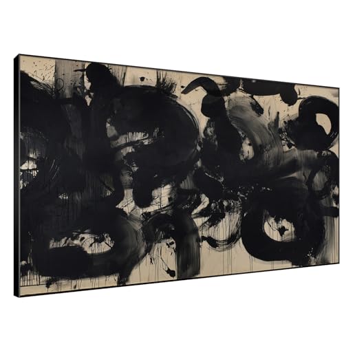 SIGNWIN 46"x72" Extra Large Framed Wall Art Bold Black Abstract