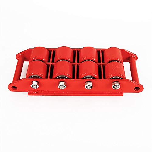Machinery Mover,Industrial Dollies, 8-Ton/17,600Lbs, 26400Lbs 12T Machinery Mover Roller Dolly With 360°Swivel Top Plate With 6/8 Polyurethane Wheels (Red) (Red, 8-Ton/17,600Lbs) #TOP6
