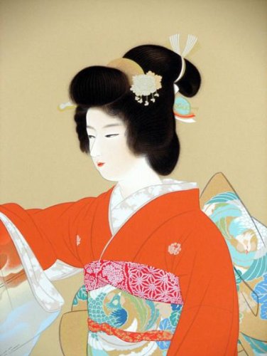 上村松園 序の舞 美人画 シルクスクリーン 額装 日芸版画院 日展