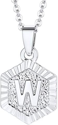 U7 A-Z 26 Initial Letters Hexagon/Square Shape Pendant Necklace for Men Women, with Adjustable Chain, Customizable, 18K Gold/Platinum Plated Tones, Send Gift Box