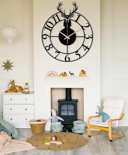 Image of Stylish Metal Analog Wall Clock for Living Room, Bedroom, Office, Kitchen, Home and Hall | Antique Fancy Big Size Modern Wall Watch for Home Decor (DA-180, 50CM)