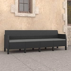 vidaXL 4-Sitzer Gartensofa Rattan Anthrazit