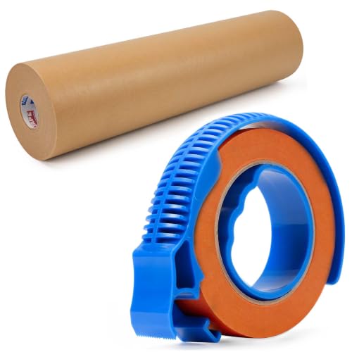 Adhes Orange Masking Tape Painter Tape Dispenser 25mm x 50m+ ADHES Masking Paper 12 in x 180 ft Brown Painter's Paper image 2