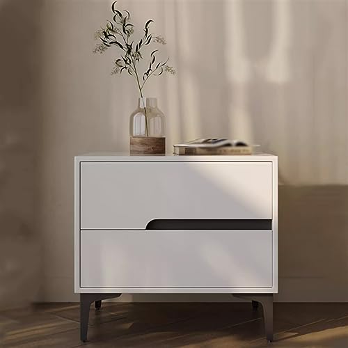 Table de chevet en bois beige petit modèle à double tiroir de rangement - 8