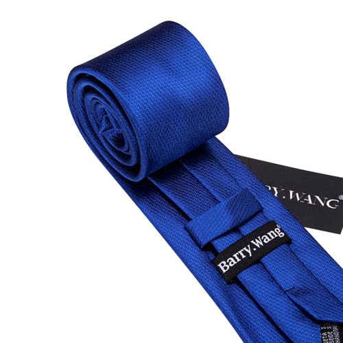 Image of Barry.Wang Plain Men Silk Ties Extra Long Satin Necktie for Wedding Business Handkerchief Cufflinks Set Solid Colors