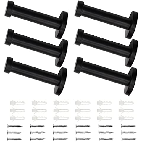 Uenhoy 6 Pack Bathroom Robe Towel Hooks 4 Inch Wall Mounted Coat Hooks Stainless Steel Robe Hooks, Clothes Hook Hanger Hat Hooks for Bedroom Kitchen, Black Cover