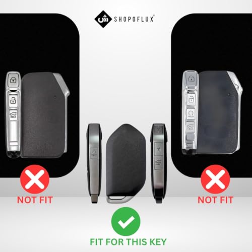 Image of SHOPOFLUX Metal Key Cover Compatible with Kia Syros, Seltos, EV6 EV9 4 Button Smart Key (Metal Blue Silicone)
