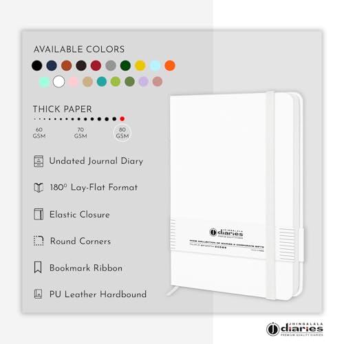 Image of Jhingalala Diaries - Hardbound Leather Cover Pocket Size Corporate Executive Diary Notebook I Pocket Diary For Men and Women I A6 Size I 80gsm Paper I 192 Ruled Pages (White)