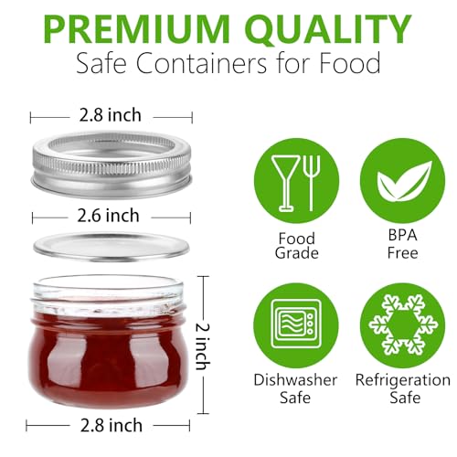 UrSpeedtekLive 24 Pack 4 oz Mason Jars with Regular Lids and Bands, Small Canning Jars, Mini Glass Jars for Honey Jelly Jam Crafts