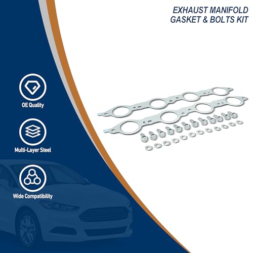 Image of Exhaust Manifold Gasket & Bolts Kit 12617944 Compatible with Chevy Silverado 1500 2500, GMC Sierra, Suburban, LS Engines: LS1, LS2, LS3, LS6, LQ4, LQ9, 4.8L, 5.3L, 5.7L, 6.0L, 6.2L