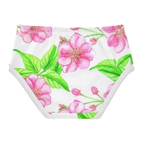Pink Cherry Blossom Flower Green Toddler Underwear Custom 2t Cotton Little Girl Panties Fun Underpants Briefs2