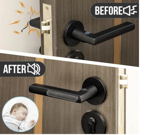 Image of Clear Door Bumper Strip - Self Adhesive Transparent Wall Protector for Door Handle, Rubber Cushion Pad for Home, Kitchen, Furniture, Cabinets, Anti-Collision Safety Sticker (Pack of 10)