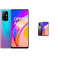 OPPO A94 5G Smartphone, 48 MP Vierfachkamera, 6,43 Zoll FHD+ AMOLED, 4.310 mAh Akku mit 30W VOOC 4.0 Schnellladen, 128 GB Speicher, 8 GB RAM, ColorOS 11.1, Cosmo Blue &amp; A94 5G Smartphone, Fluid Black