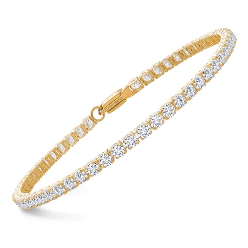 Gem Stone King 10K Yellow Gold Round Lab Grown Diamond Tennis Bracelet For Women | 2.75 Cttw | E-F Color | VS1-VS2 Clarity | Available in 6.5, 7, 7.5 Inches2